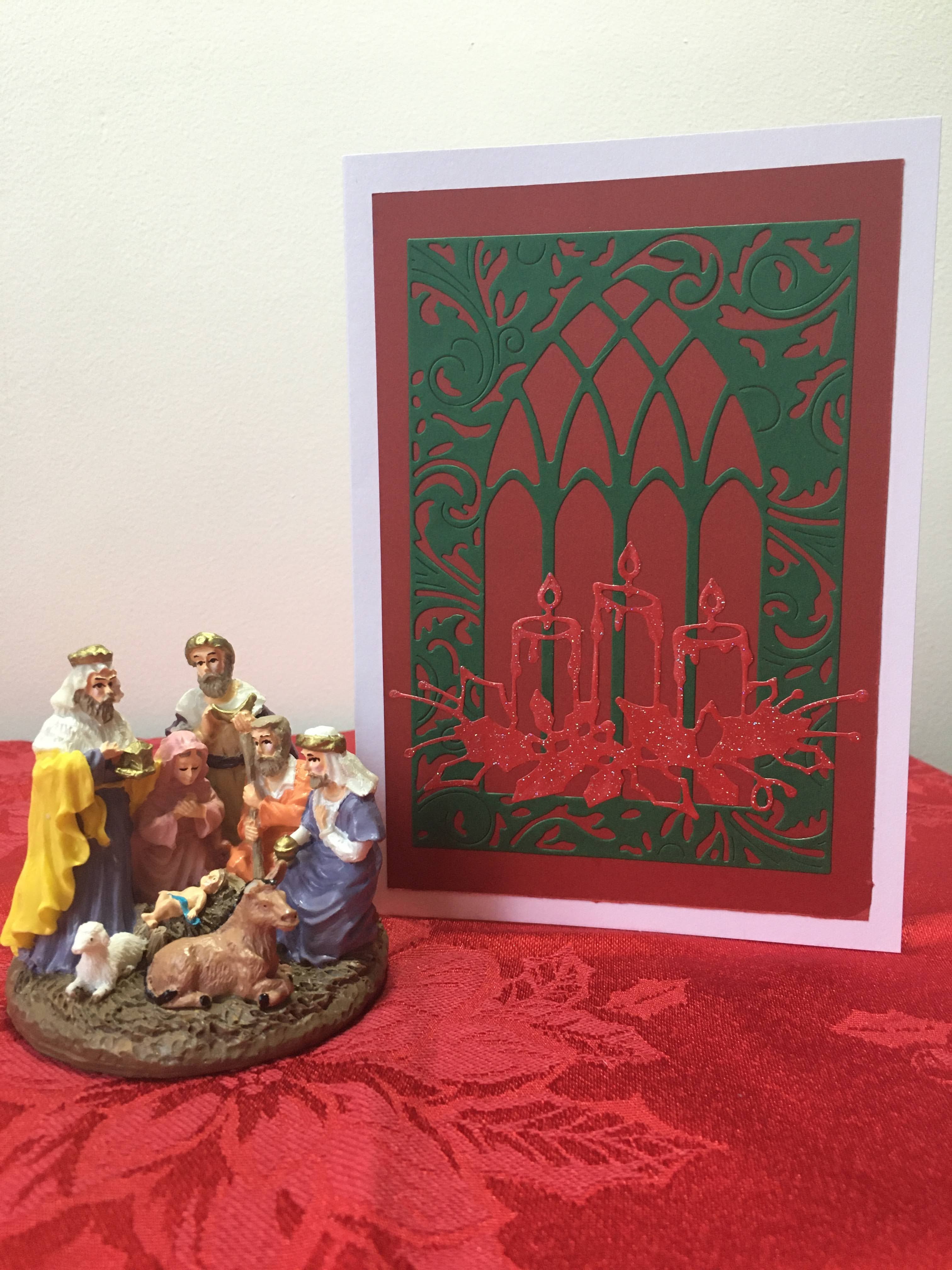 Candles on Window Christmas Card