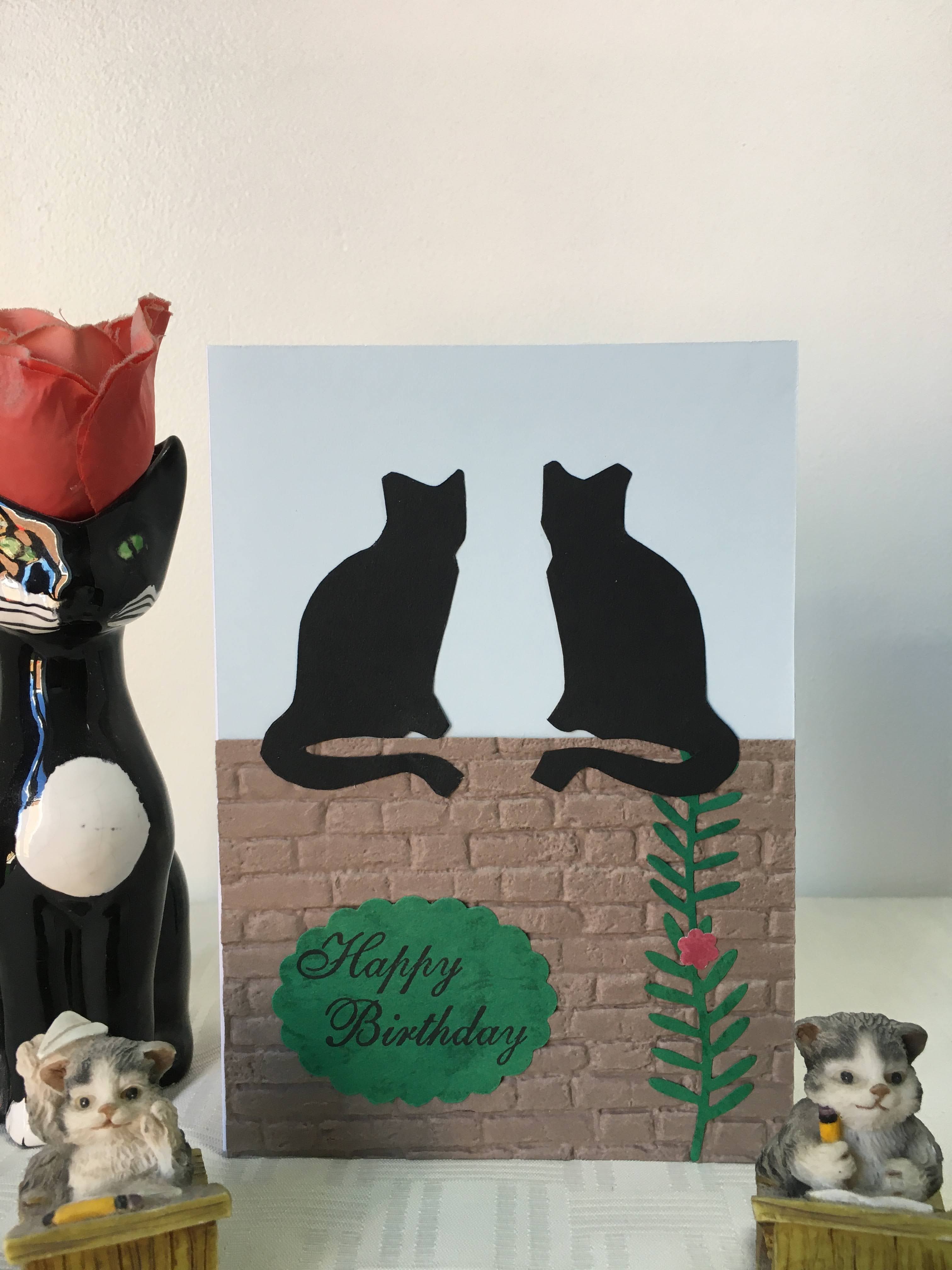 Cats on a Wall Birthday Card